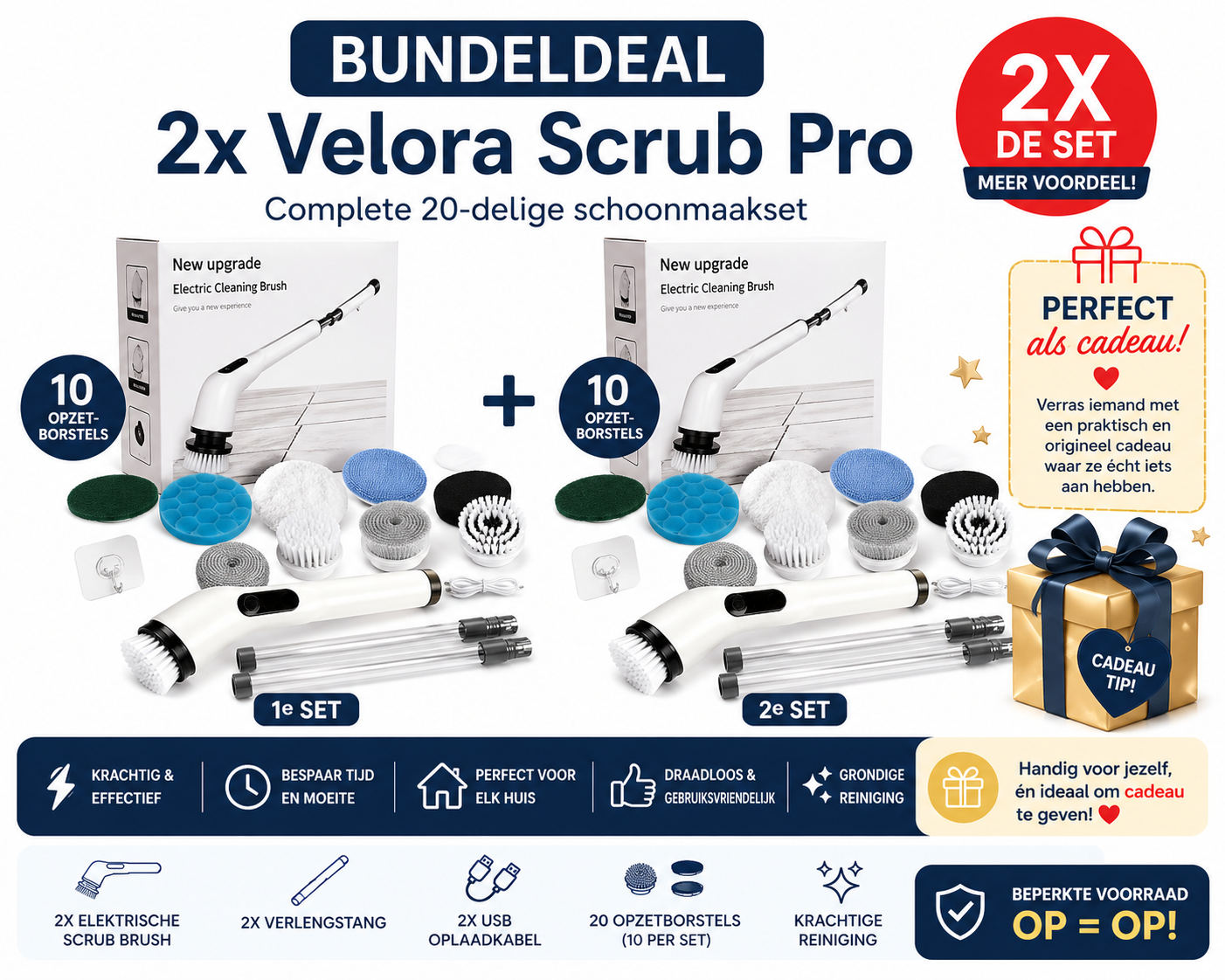 2x Velora Scrub Pro - Complete schoonmaak bundel (20-delig)
